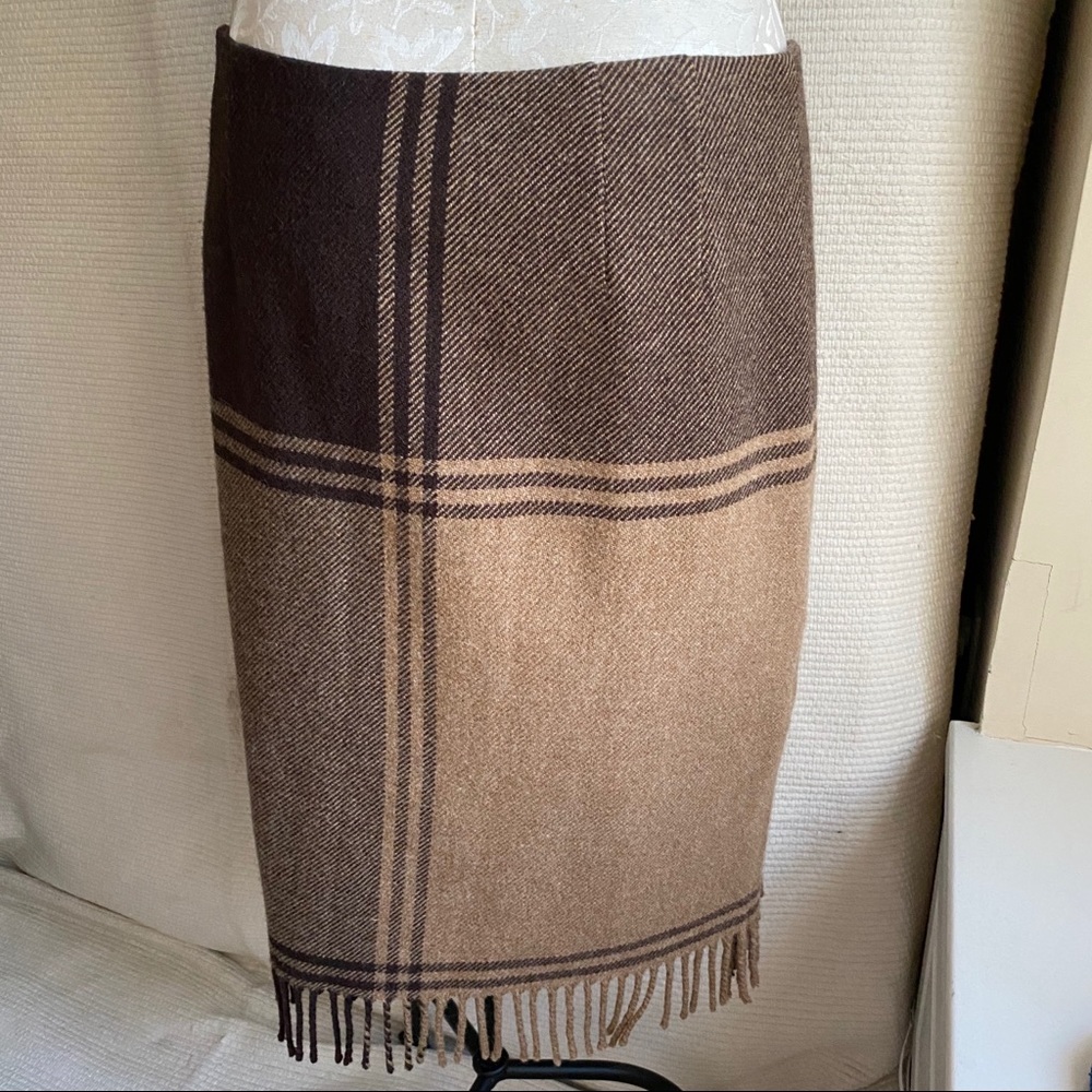 Worth 8/10 Wool Plaid Blanket “Wrap” Skirt Brown - Picture 2 of 8